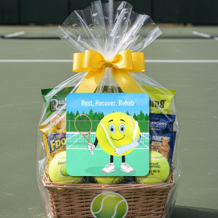 Armoperatie Word Gauw Beter Mooie Tennisbal in Gip Vierkante Sticker