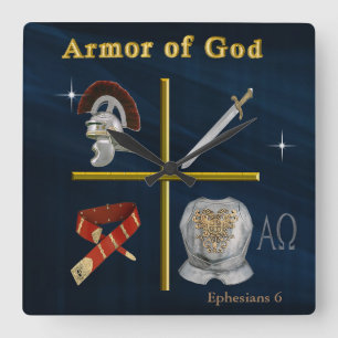 Armor of God Clcok Vierkante Klok