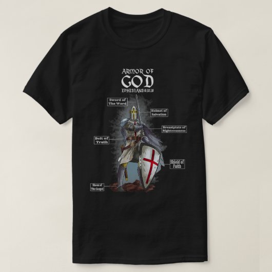 Armor of God Ephesians 6 10 18 Bijbelverse T-shirt (Design voorkant)