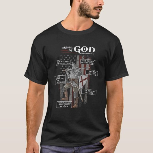 Armor of God Ephesians 6 10 18 Bijbelverse Verse T-shirt (Voorkant)