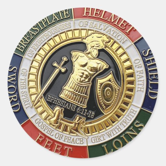 Armor of God Shield of Faith Efhesians Ronde Sticker (Voorkant)