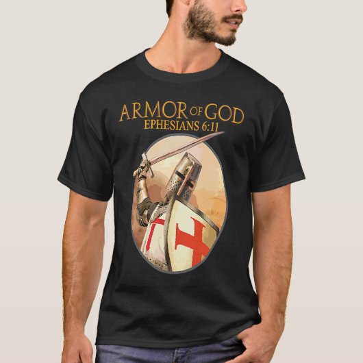 Armor van God Ephesians Bijbel Verse Religieuze Ch T-shirt (Voorkant)