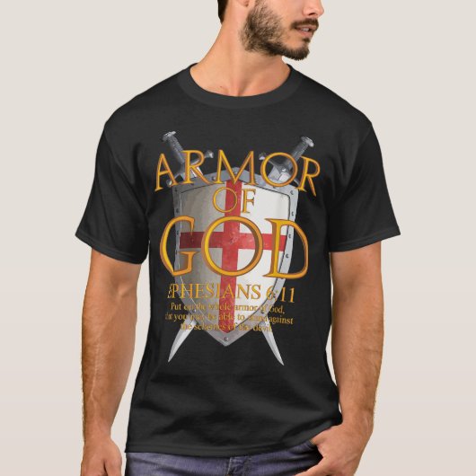 Armor van God Ephesians Bijbel Verse Religieuze Ch T-shirt (Voorkant)