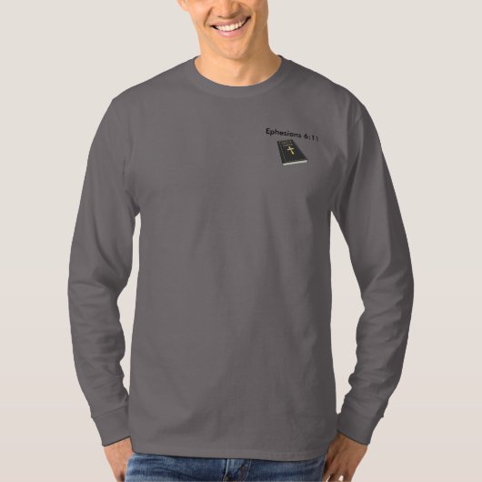 Armor van God Henley Long Sleeve Shirt met Bijbel (Voorkant)