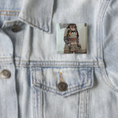 Armor van Samurai Warrior Vierkante Button 5,1 Cm (In situ)