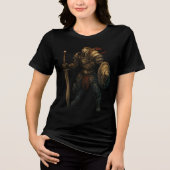 Armored Knight with Sword and Skull Shield Tri-Blend Shirt (Voorkant)