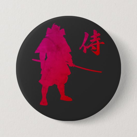 Armored Samurai Warrior met Japanse kalligrafie Ronde Button 7,6 Cm (Voorkant)