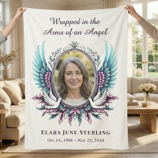 Arms of an Angel Memorial Suicide Loss Teal Purple Sherpa Deken