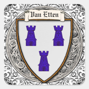 Arms van de familie Van Etten Vierkante Sticker