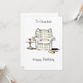 Armstoel, pantoffels en wijnsteenkaart kaart (Voorkant / Achterkant in situ)