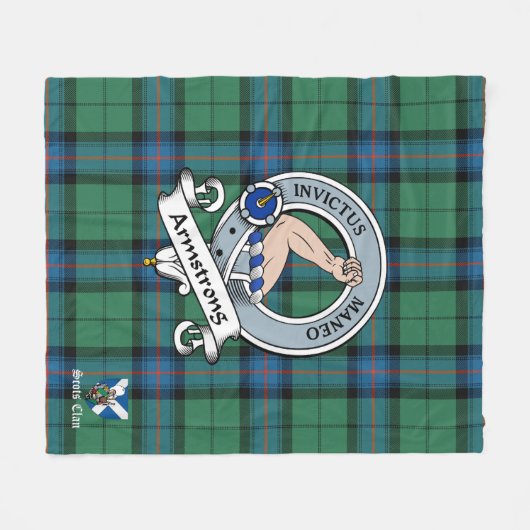 Armstrong Ancient Clan badge Schot Tartan Pset Fleece Deken (Voorkant (Horizontaal))