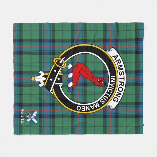 Armstrong Ancient Clan badge Tartan Pset Fleece Deken (Voorkant (Horizontaal))