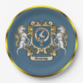 Armstrong Clan Badge Blauw Gepersonaliseerd Papieren Bordje (Voorkant)