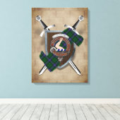 Armstrong Clan badge Crossed Swords Canvas afdrukk (Insitu (Houten vloer))