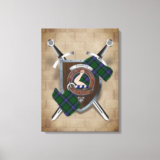Armstrong Clan badge Crossed Swords Canvas afdrukk (Voorkant)