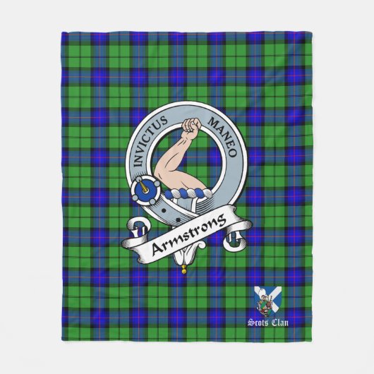 Armstrong Clan Badge Schot Tartan Pset Fleece Deken (Voorkant)
