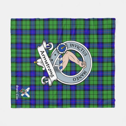 Armstrong Clan Badge Schot Tartan Pset Fleece Deken (Voorkant (Horizontaal))