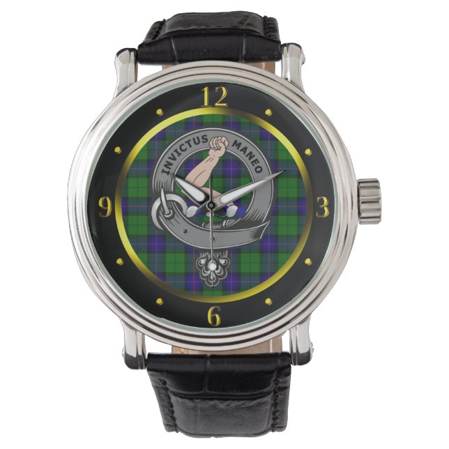 Armstrong Clan Badge & Tartan Horloge (Voorkant)