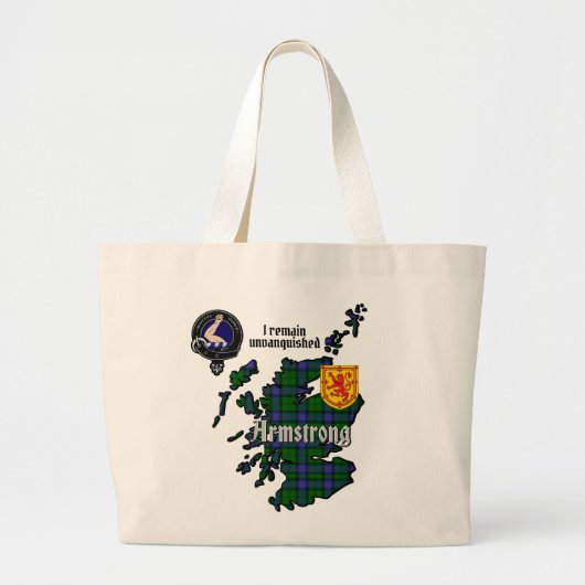 Armstrong Clan Badge & Tartan Map of Scotland Grote Tote Bag (Voorkant)