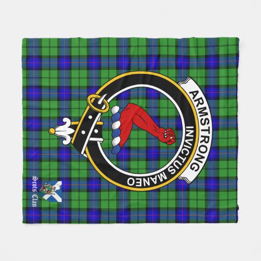 Armstrong Clan Badge Tartan Pset Fleece Deken (Voorkant (Horizontaal))