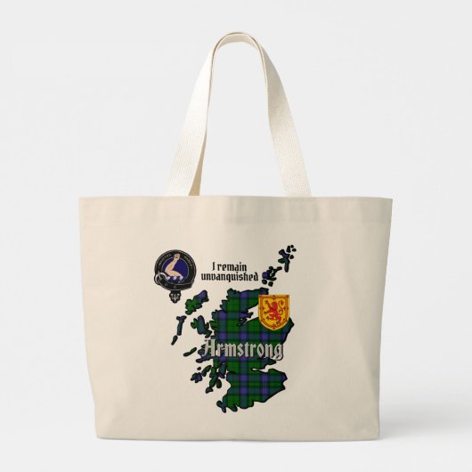 Armstrong Clan Badge & Tartan Schotlandkaart Grote Tote Bag (Achterkant)