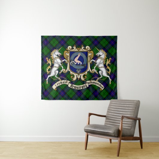 Armstrong Clan Badge & Tartan Wandkleed (In Situ (horizontaal))