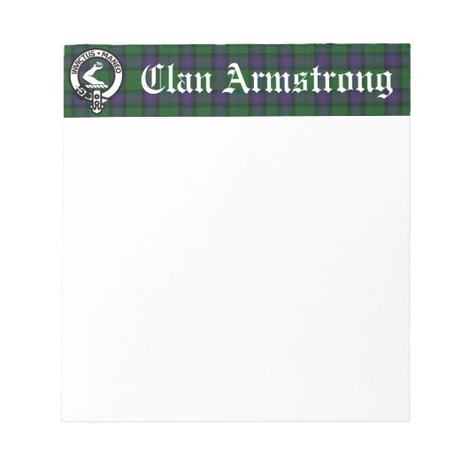 Armstrong Clan Crest Badge & Tartan Notitieblok (Voorkant)