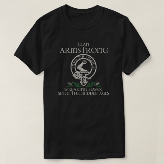 Armstrong Clan crest Schotse achternaam tartan Thi T-shirt (Design voorkant)