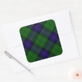 Armstrong clan tartan blue green plaid vierkante sticker (Envelop)