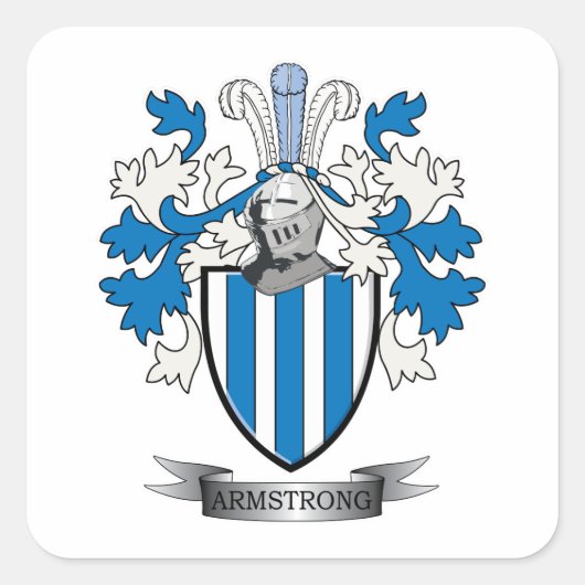 Armstrong Familie Crest Coat of arms Vierkante Sticker (Voorkant)