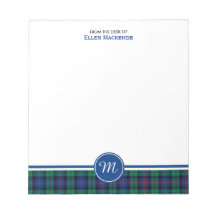 Armstrong familie Tartan Blue en Green Monogram