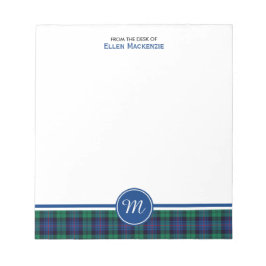 Armstrong familie Tartan Blue en Green Monogram Notitieblok