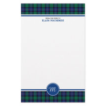 Armstrong Family Blue en Green Tartan Monogram