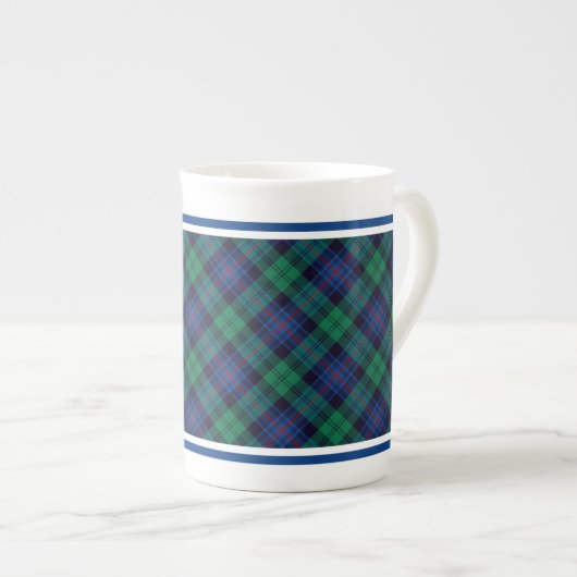 Armstrong Family Tartan Royal Blauw en Groen Plaid Porselein Kop (Voorkant rechts)