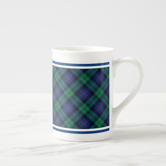 Armstrong Family Tartan Royal Blauw en Groen Plaid Porselein Kop (Rechts)
