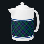 Armstrong Family Tartan Royal Blauw en Groen Plaid Theepot<br><div class="desc">Theepot met het Armstrong clan tartan patroon. Traditionele  Schotse plaid uit 1842 in groene en blauwe tinten met zwarte en rode accenten. Bijpassende mokken en theekopjes beschikbaar.</div>