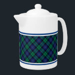 Armstrong Family Tartan Royal Blauw en Groen Plaid Theepot<br><div class="desc">Theepot met het Armstrong clan tartan patroon. Traditionele  Schotse plaid uit 1842 in groene en blauwe tinten met zwarte en rode accenten. Bijpassende mokken en theekopjes beschikbaar.</div>
