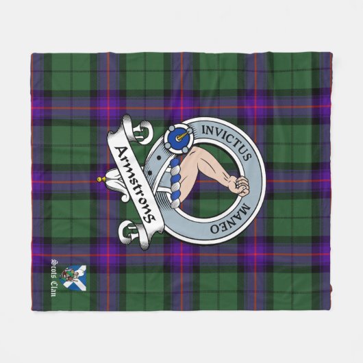 Armstrong Modern Clan badge Schot Tartan Pset Fleece Deken (Voorkant (Horizontaal))