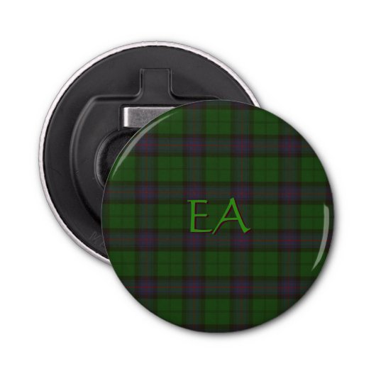 Armstrong Officieel LAN Tartan met uw initialen Button Flesopener (Voorkant)