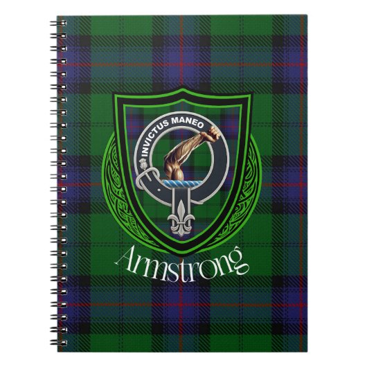 Armstrong Schotse Clan Tartan en Crest Notitieboek (Voorkant)
