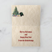 Armstrong Scottie & Santa w/Crest gepersonaliseerd Feestdagen Kaart (Binnen)