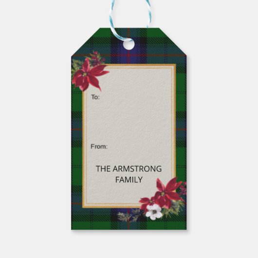 Armstrong Scottish Clan Tartan & Crest Cadeaulabel (Achterkant)