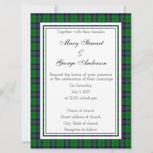 Armstrong Scottish Wedding Invitation Kaart (Voorkant)