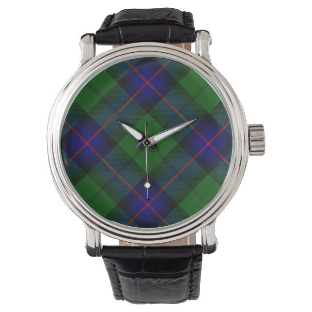 Armstrong tartan blue en green plaid horloge (Voorkant)