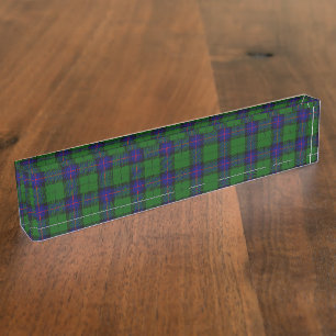 Armstrong tartan blue en green plaid naambordje