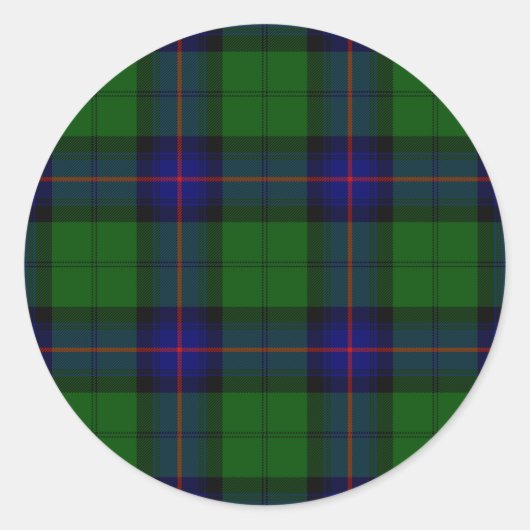 Armstrong tartan blue en green plaid ronde sticker (Voorkant)