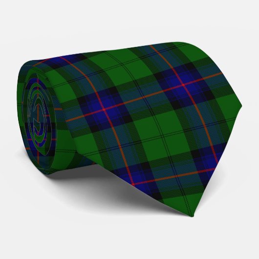 Armstrong tartan blue en green plaid stropdas (Opgerold)