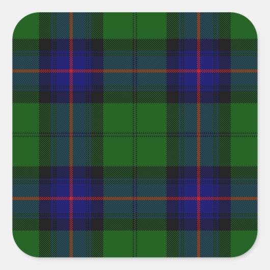 Armstrong tartan blue en green plaid vierkante sticker (Voorkant)