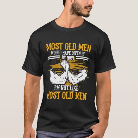 Armworstling Old Mannen Arm Wrestling T-shirt (Voorkant)