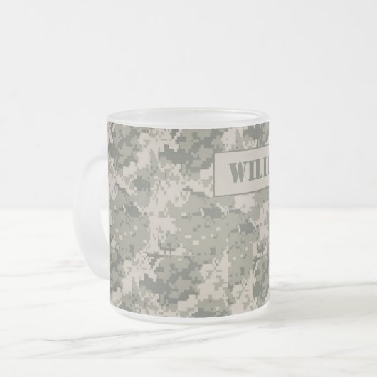 ARMY ACU Camoflauge - Beker van glazen koffie met Matglas Koffiemok (Voorkant links)